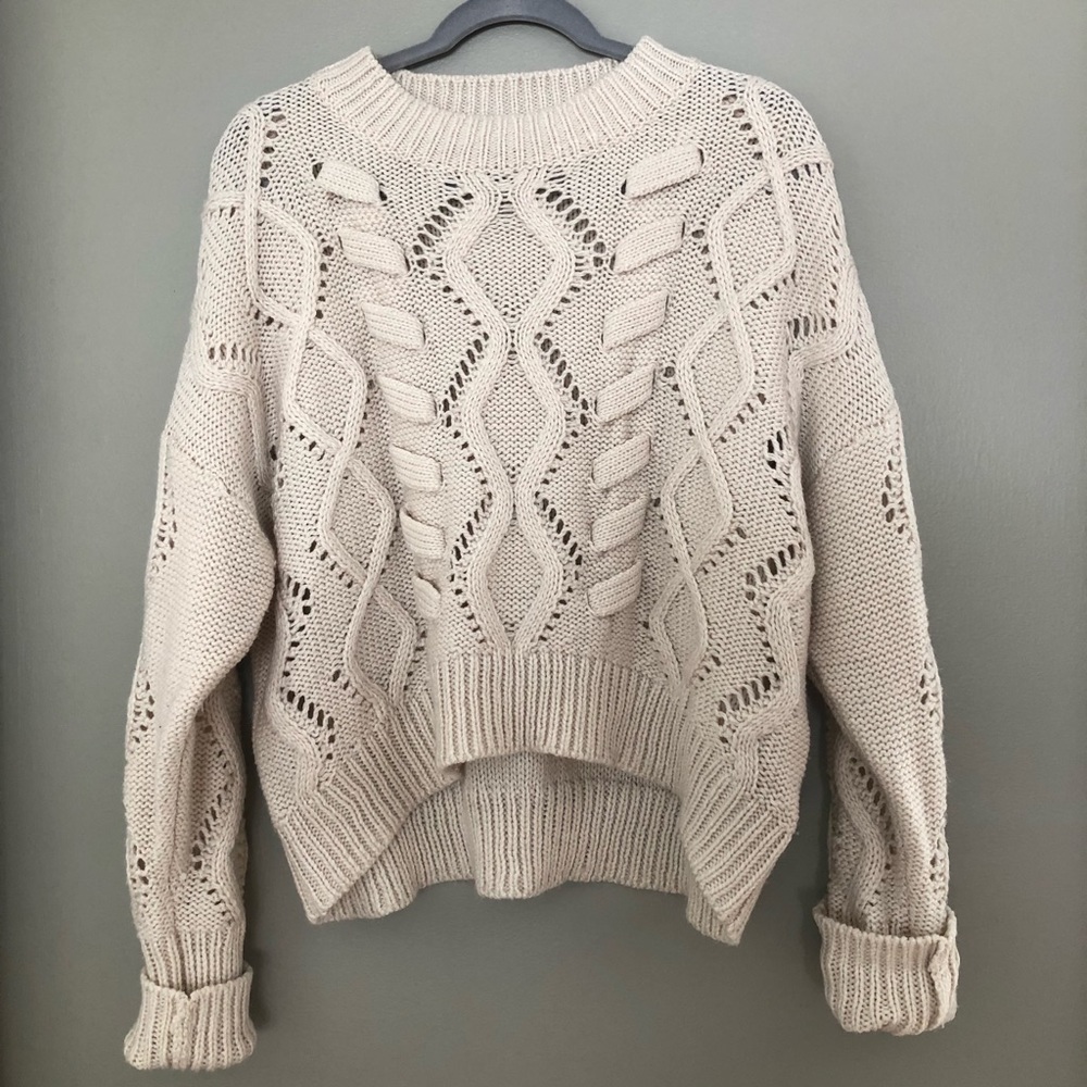 Ivory Knit Crop Sweater
